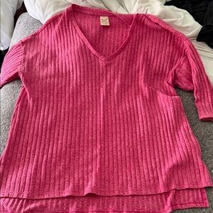 Faded Glory Hot Pink Ribbed Knit Top
